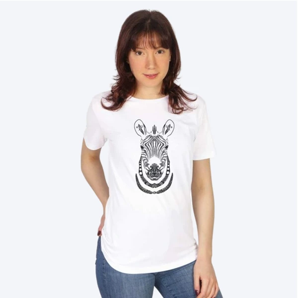 Zebra Desenli Mandala Tişört