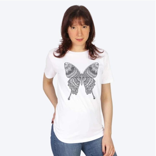 Kelebek Desenli Mandala Tişört