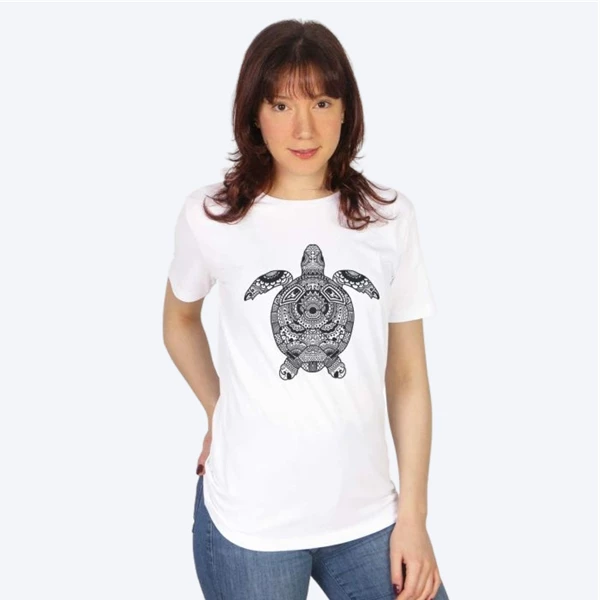 Kaplumbağa Desenli Mandala Tişört