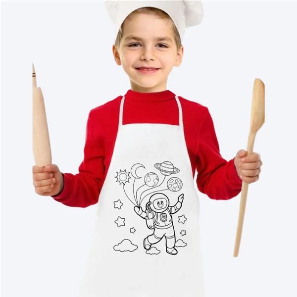 Mutfak Önlüğü Boyama - Astronot Desenli