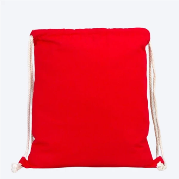 Ham Bez Kırmızı İp Büzgülü Sırt Çanta - 35x40 cm (Küçük Boy)