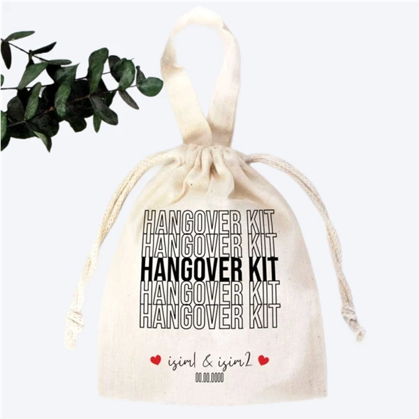 Hangover Kit Kesesi - Tek Tutma Kulp Bez Kese 15x20cm 